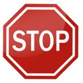 Red stop sign isolated on a white background. A symbol of stopping motion stop. Vector illustration Royalty Free Stock Photo